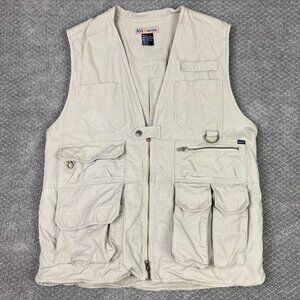 5.11 Tactical Series Vest Men's Large Beige Pockets Hunting Fishing Utility T